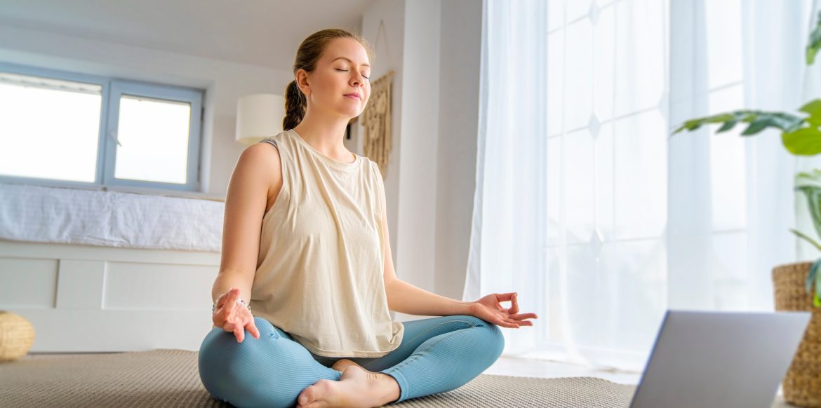 woman is doing meditation